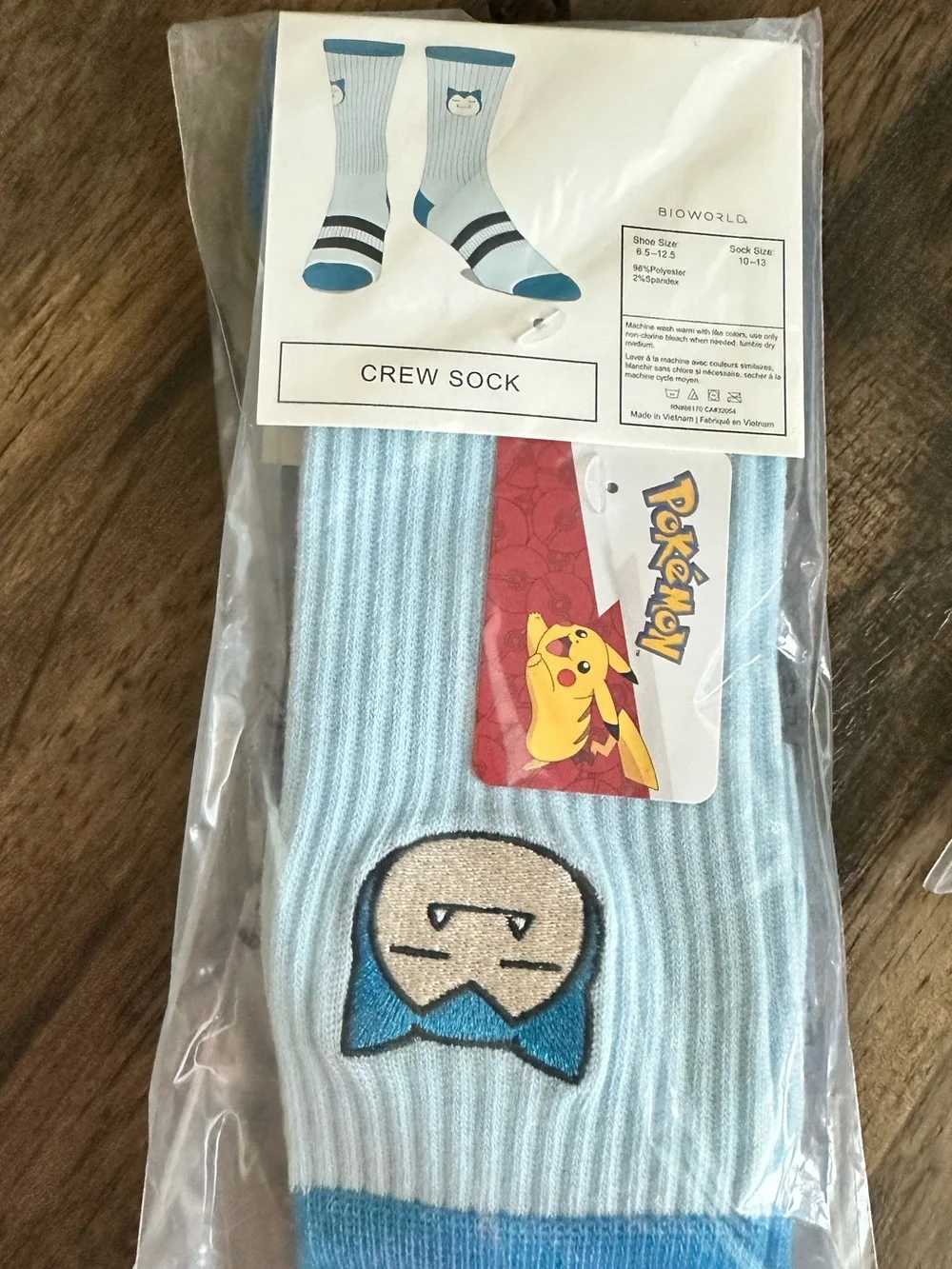 NWT Bioworld Pokemon Light Blue Crew Socks - Sock Size 10-13